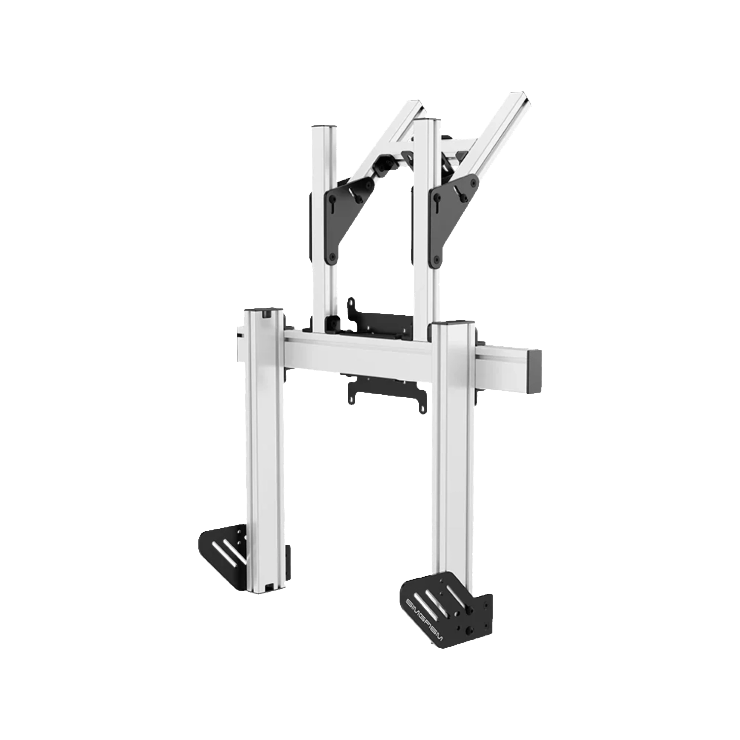 Simgasm Apex Integrated Dual Monitor Stand: telemetry display above the racing image